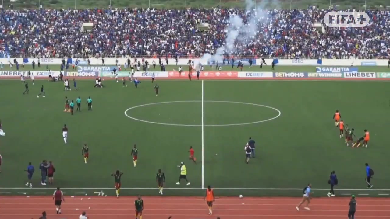 距离历史首进世界杯仅一步之遥！佛得角球迷赛后冲场庆祝🎇